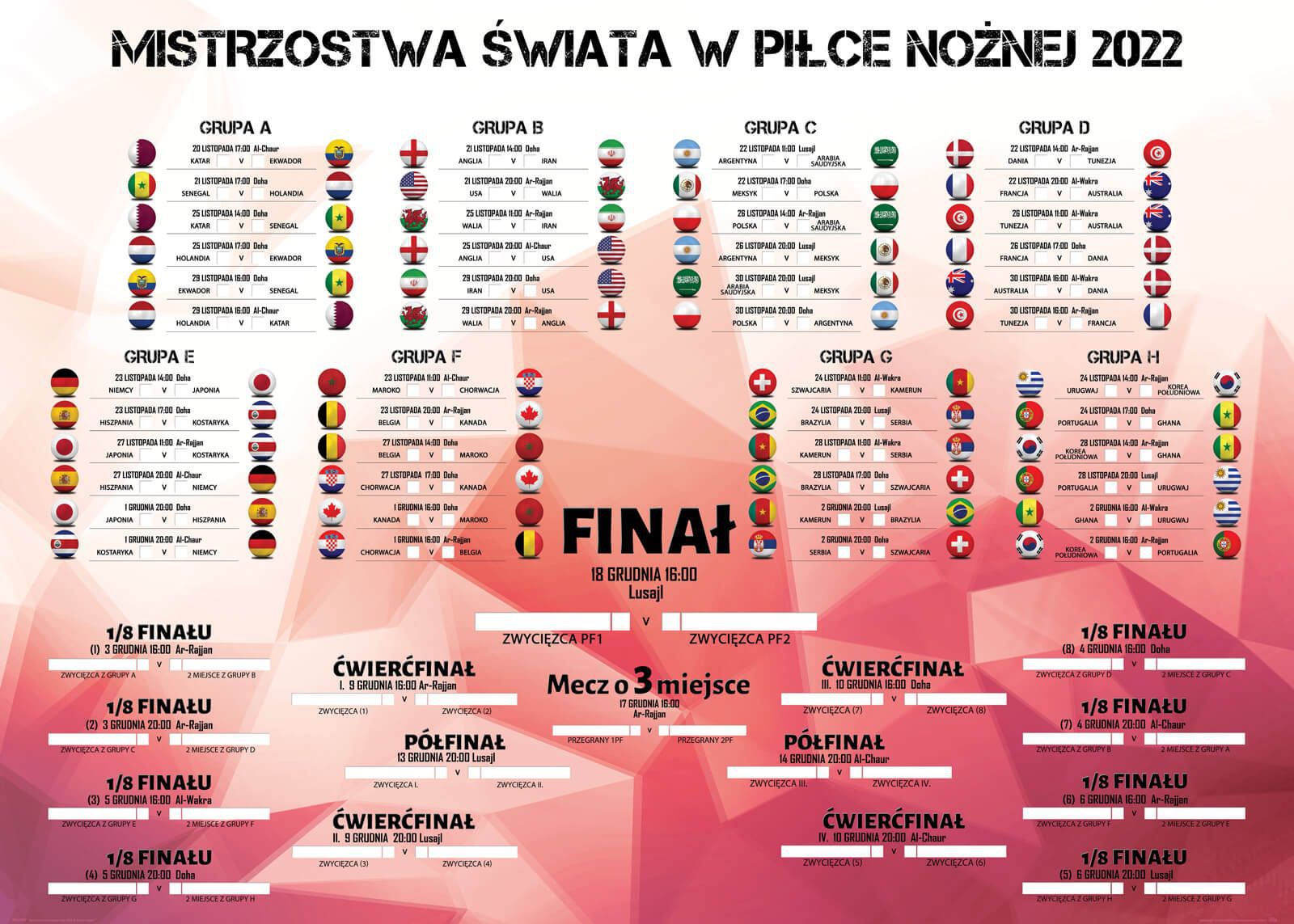 Tabela Rozgrywek Mistrzostw Świata 2022 Plakat 2581